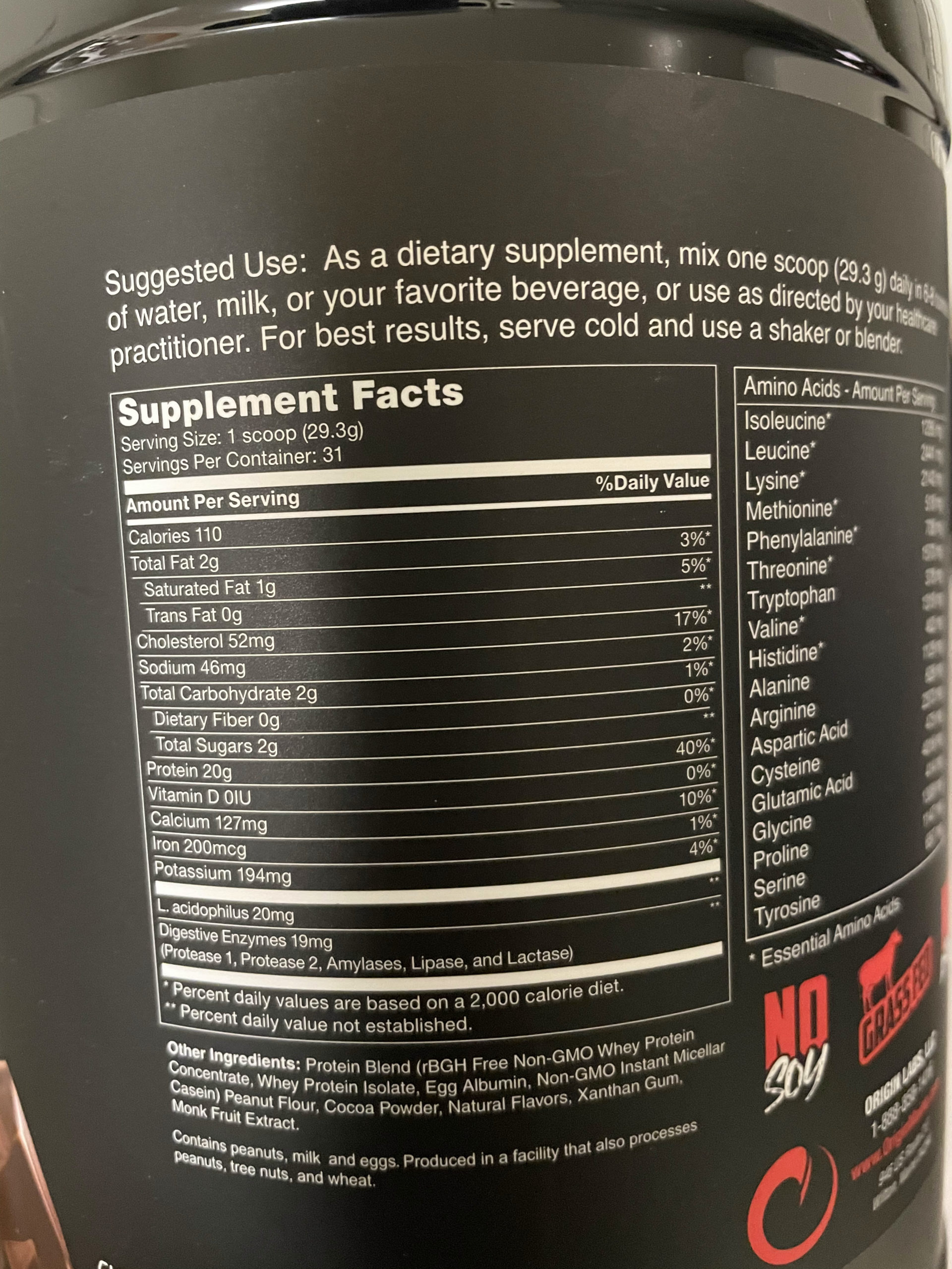 jocko molk nutrition facts